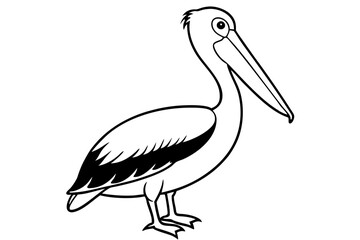 pelican silhouette line art vector illustration with a white background
