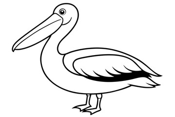 pelican silhouette line art vector illustration with a white background
