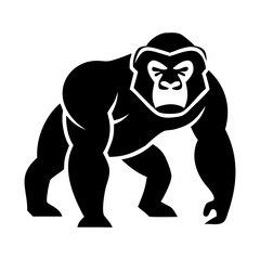 Majestic gorilla silhouette on white background
