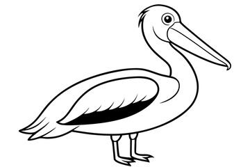 pelican silhouette line art vector illustration with a white background