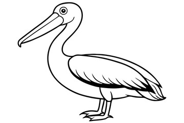 pelican silhouette line art vector illustration with a white background