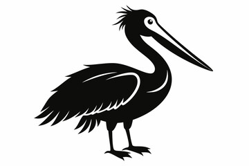 pelican silhouette line art vector illustration with a white background