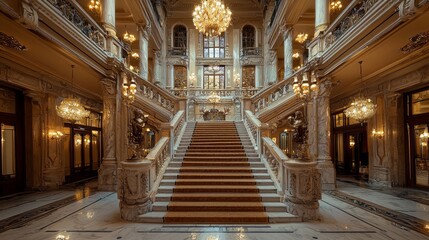 Obraz premium Grand Luxury Staircase Inside Elegant Historical Building