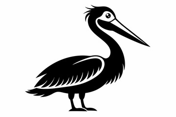 pelican silhouette line art vector illustration with a white background
