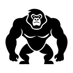 Majestic gorilla silhouette on white background
