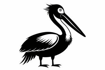 pelican silhouette line art vector illustration with a white background