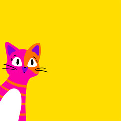 Abstract Hand Drawing Colorful Cute Cat Portrait Frame Placement Print Design Vector Pattern Isolated Background
