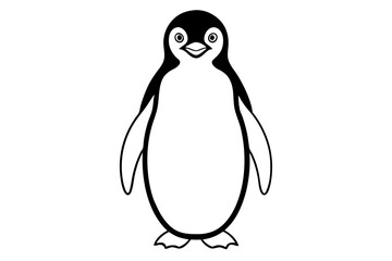 penguin silhouette line art vector illustration with a white background
