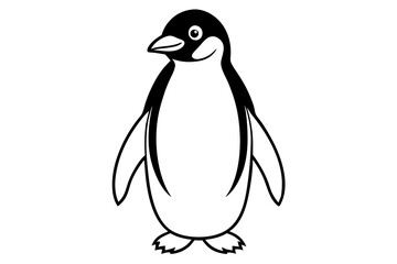 penguin silhouette line art vector illustration with a white background