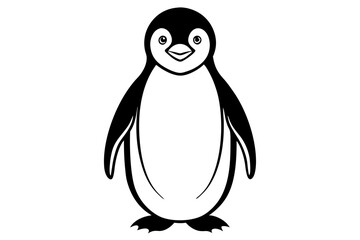 penguin silhouette line art vector illustration with a white background