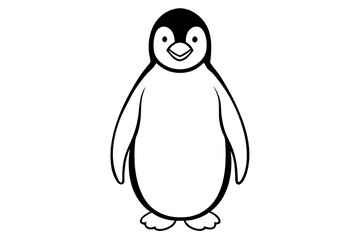 penguin silhouette line art vector illustration with a white background