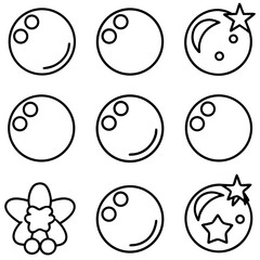 Set of 9 Minimalistic Bubble Gum Icons - Simple Vector Design