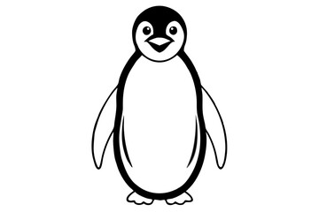penguin silhouette line art vector illustration with a white background