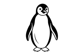 penguin silhouette line art vector illustration with a white background