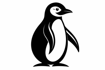 penguin silhouette line art vector illustration with a white background