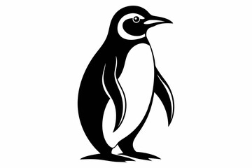 penguin silhouette line art vector illustration with a white background