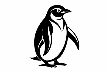penguin silhouette line art vector illustration with a white background
