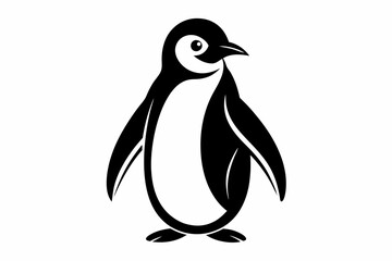 penguin silhouette line art vector illustration with a white background