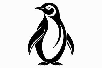 penguin silhouette line art vector illustration with a white background