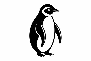 penguin silhouette line art vector illustration with a white background