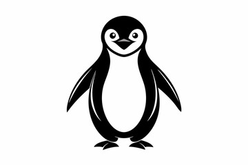 penguin silhouette line art vector illustration with a white background