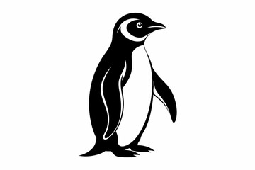 Obraz premium penguin silhouette line art vector illustration with a white background