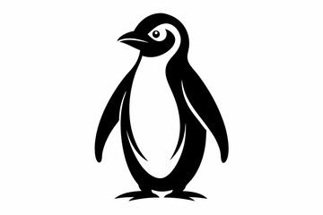 penguin silhouette line art vector illustration with a white background