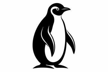 penguin silhouette line art vector illustration with a white background