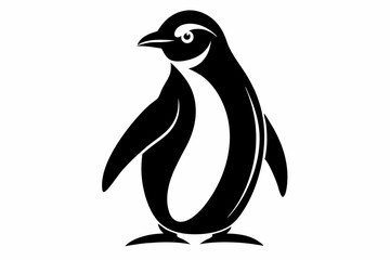 penguin silhouette line art vector illustration with a white background