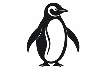 penguin silhouette line art vector illustration with a white background