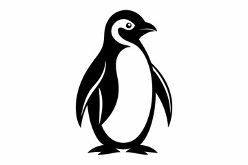penguin silhouette line art vector illustration with a white background