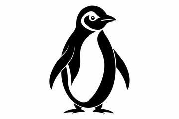 penguin silhouette line art vector illustration with a white background