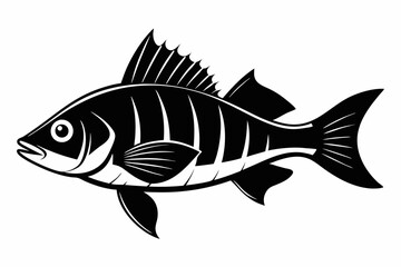 perch silhouette line art vector illustration with a white background
