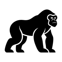 Majestic gorilla silhouette on white background

