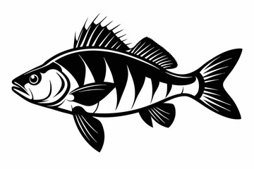 perch silhouette line art vector illustration with a white background