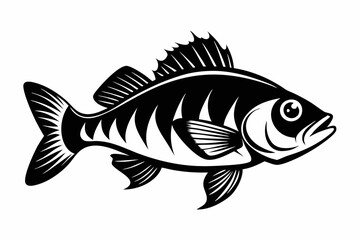perch silhouette line art vector illustration with a white background