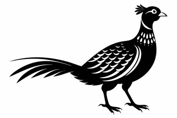 pheasant silhouette line art vector illustration with a white background