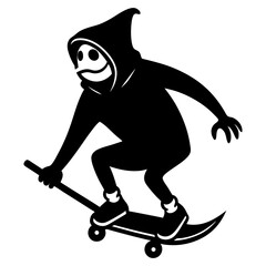 Vector art illustration of a frog riding a skateboard