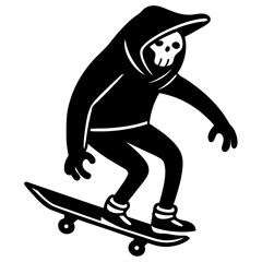 Vector art illustration of a frog riding a skateboard