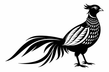 pheasant silhouette line art vector illustration with a white background