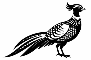 pheasant silhouette line art vector illustration with a white background