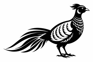 pheasant silhouette line art vector illustration with a white background