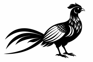 pheasant silhouette line art vector illustration with a white background