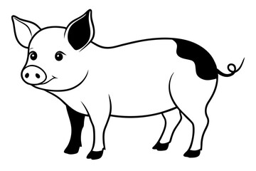 pig silhouette line art vector illustration with a white background