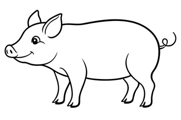pig silhouette line art vector illustration with a white background