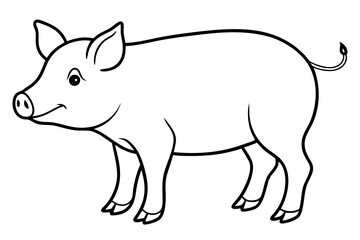 pig silhouette line art vector illustration with a white background