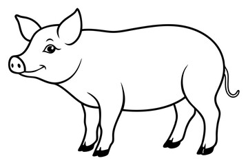 pig silhouette line art vector illustration with a white background