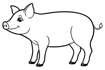 pig silhouette line art vector illustration with a white background
