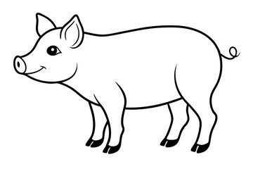 pig silhouette line art vector illustration with a white background