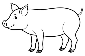 pig silhouette line art vector illustration with a white background